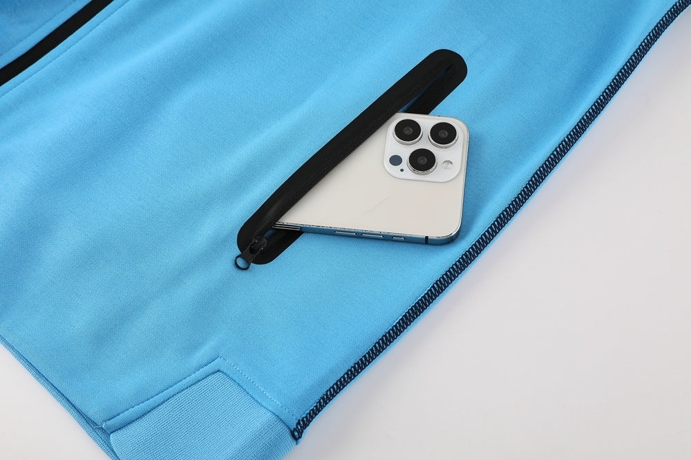 Tuta Sport blu e azzurro con cappuccio