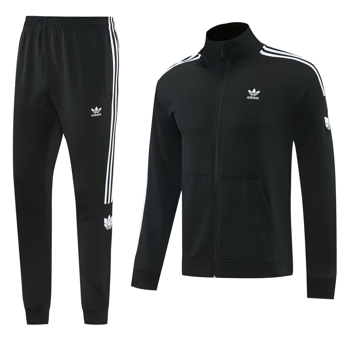 Tuta Sport Zip Intera Nero righe  bianche