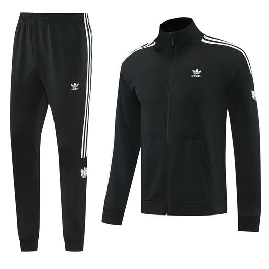Tuta Sport Zip Intera Nero righe  bianche