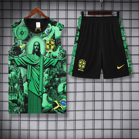 Brasile fantasy verde completo con canottiera 2025/26
