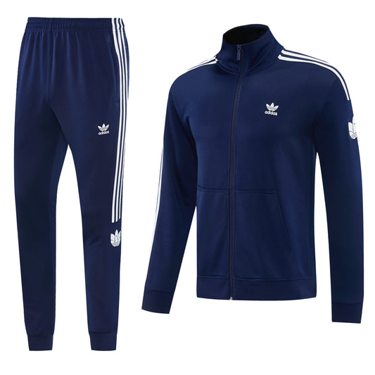 Tuta Sport Zip Intera Blu righe bianche